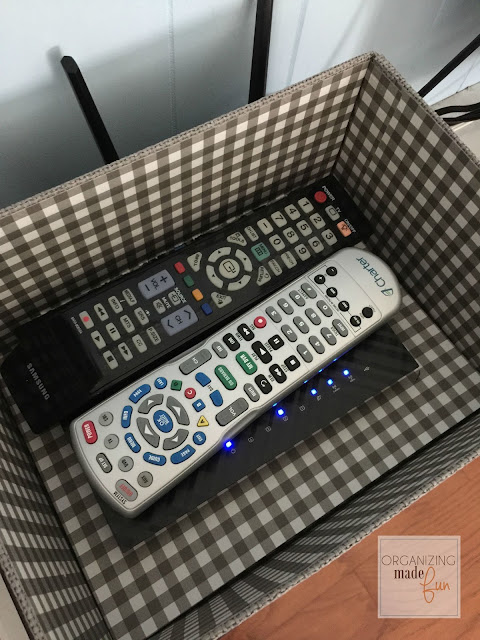Hidden router with remote controls in box too :: OrganizingMadeFun.com