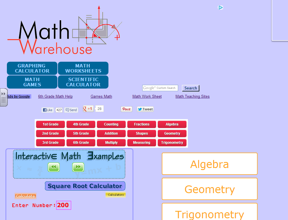 Learning Never Stops: Math Warehouse - Tools and resources to support