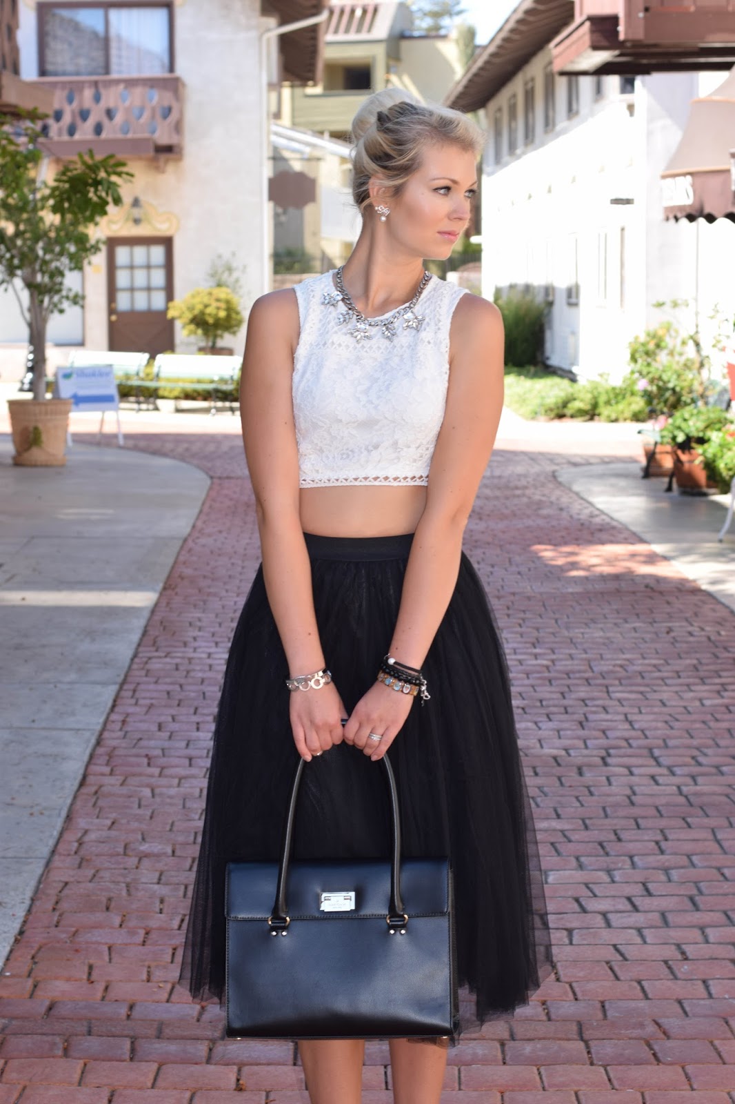 zaful skirt, tulle skirt, how to wear tulle skirt, how to style tulle skirt, corp top, kate spade, kate spade purse, tulle