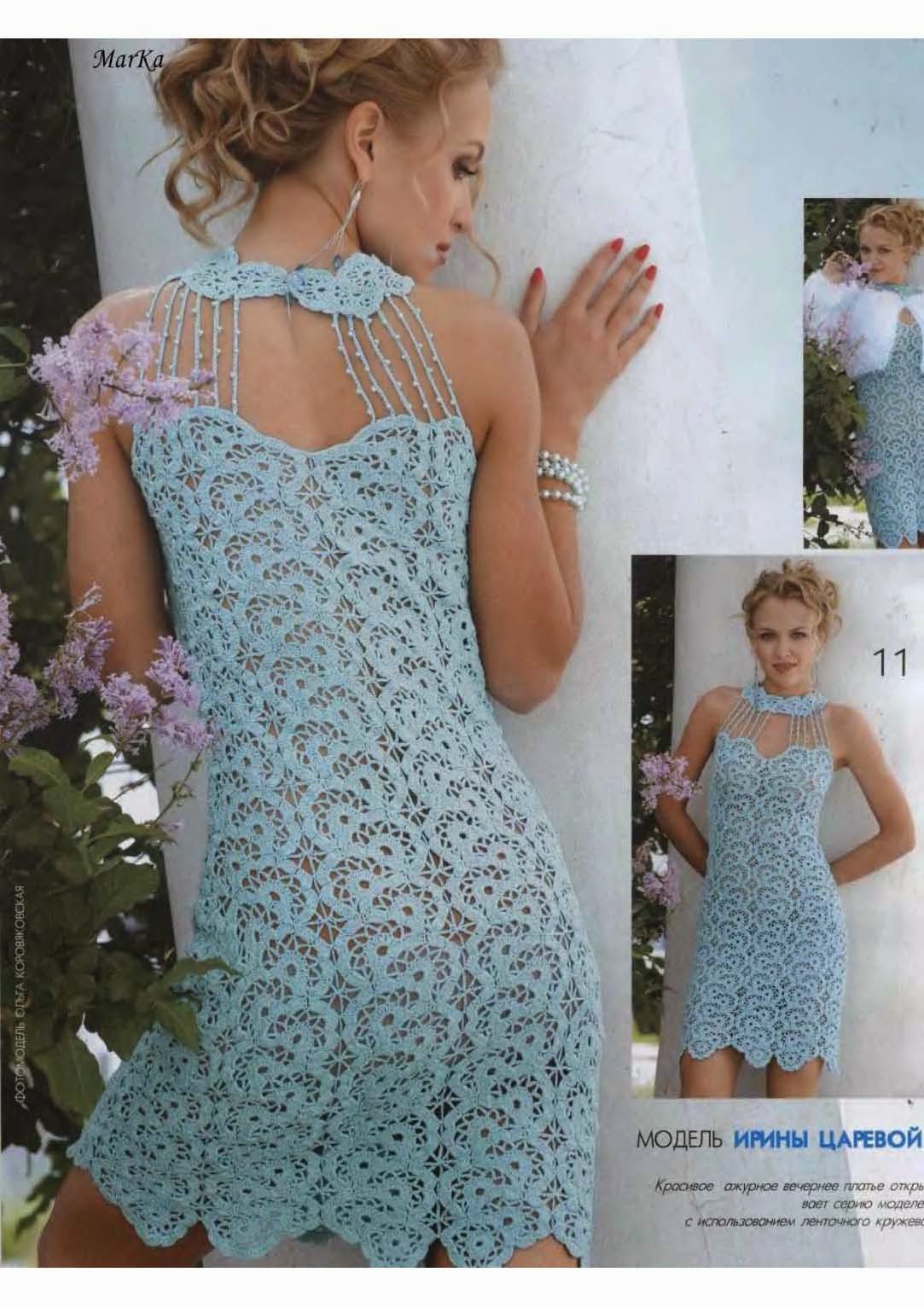 Tía Catedral Pegajoso Vestido Elegante al Crochet / Patrones revista rusa