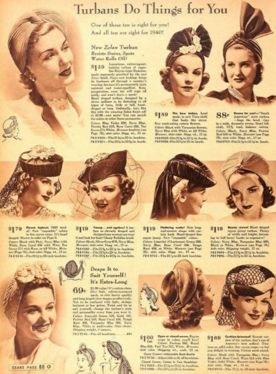 1940s Turbans Ad from Sears Catalog
