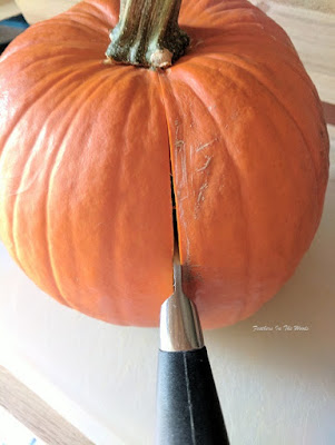 cutting a pie pumpkin