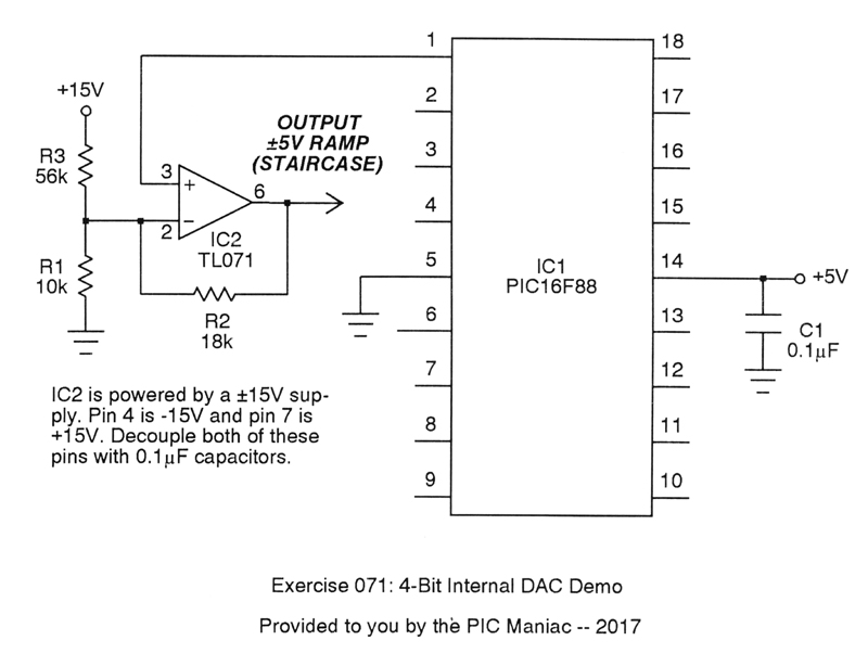 PIC Projects in Pascal: 4-Bit Internal DAC Demo