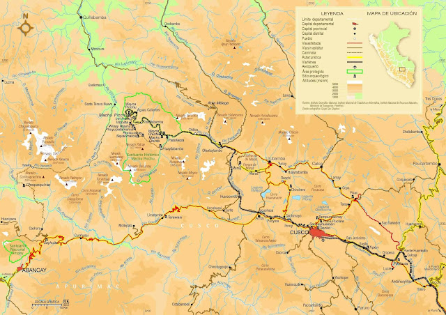 Mapa da região de Cusco
