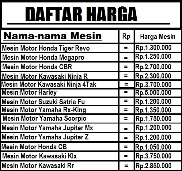 Jual Mesin Motor Gelondongan Mesin Motor Copotan Baru Surat Aman