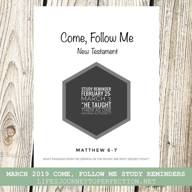 Life's Journey To Perfection March 2019 Come, Follow Me Sunday School