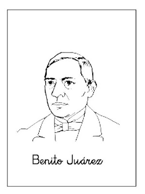 colorear retrato de Don Benito Juárez