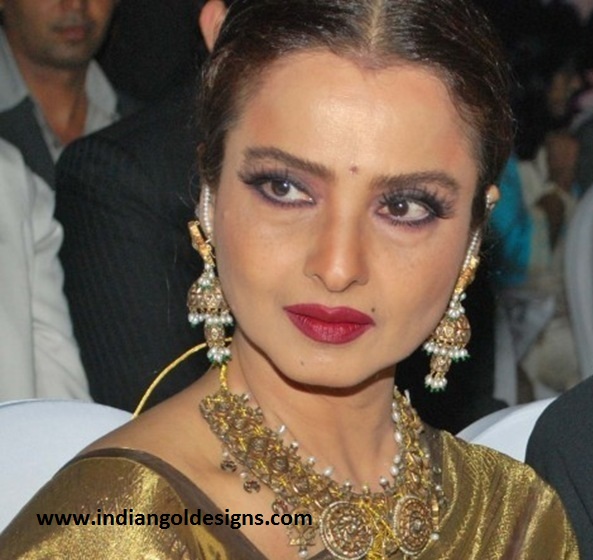 rekha in gold kundan necklace set with pearls fadal manila jewelry