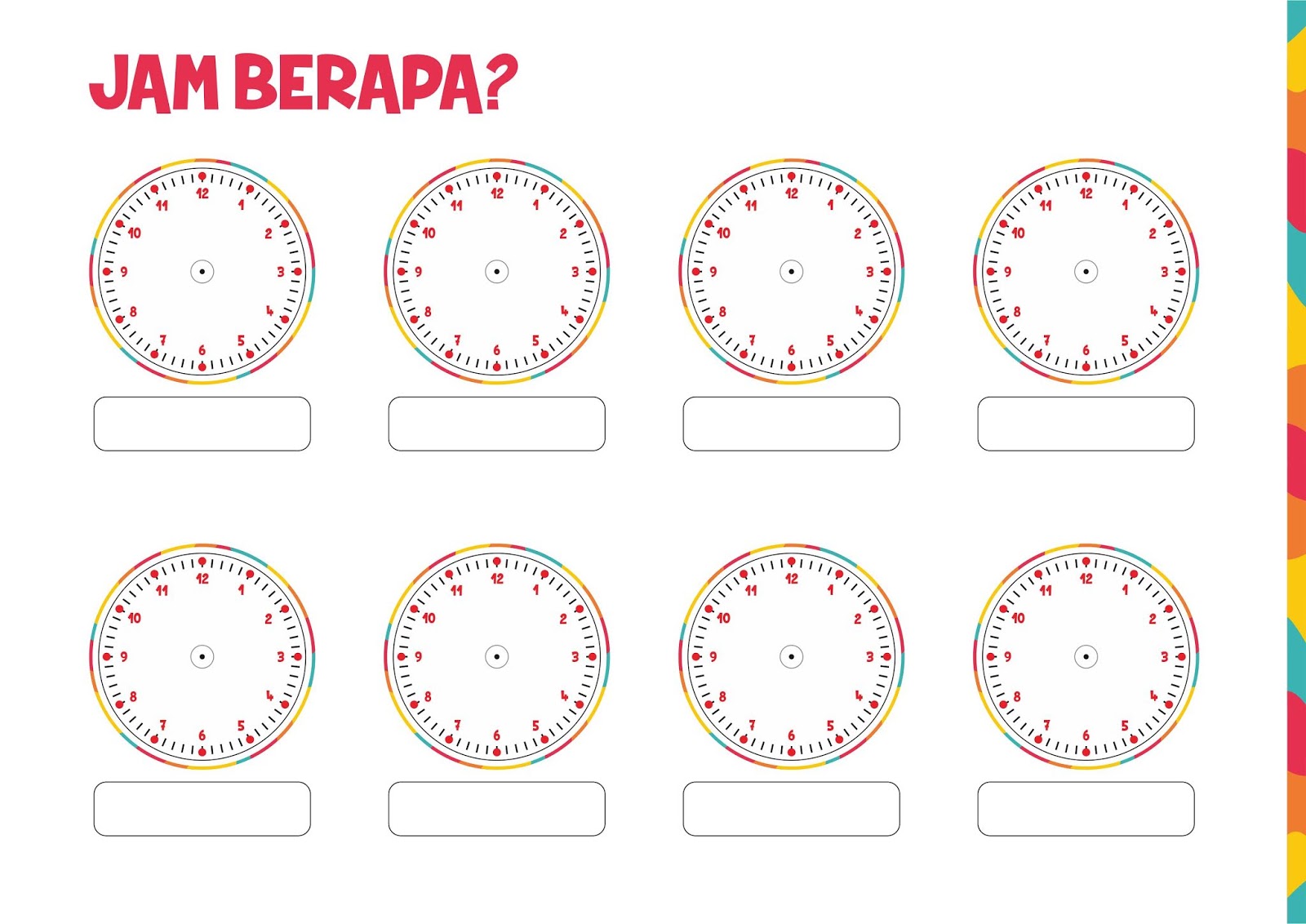 Printable Gratis Belajar Waktu Lagi Dan Lagi