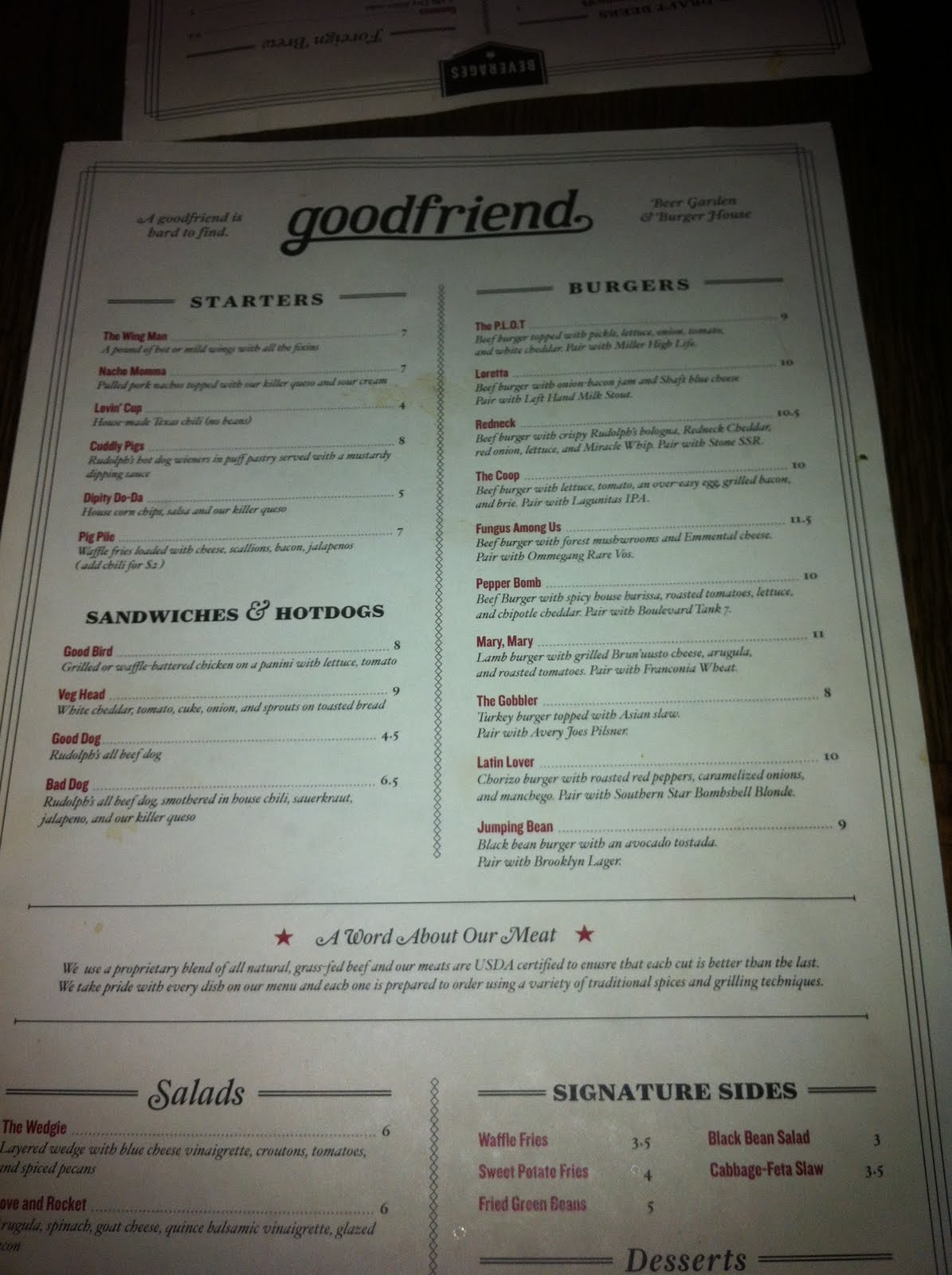 The Quest for the Ultimate Burger Goodfriend Beer Garden & Burger House October 24, 2011