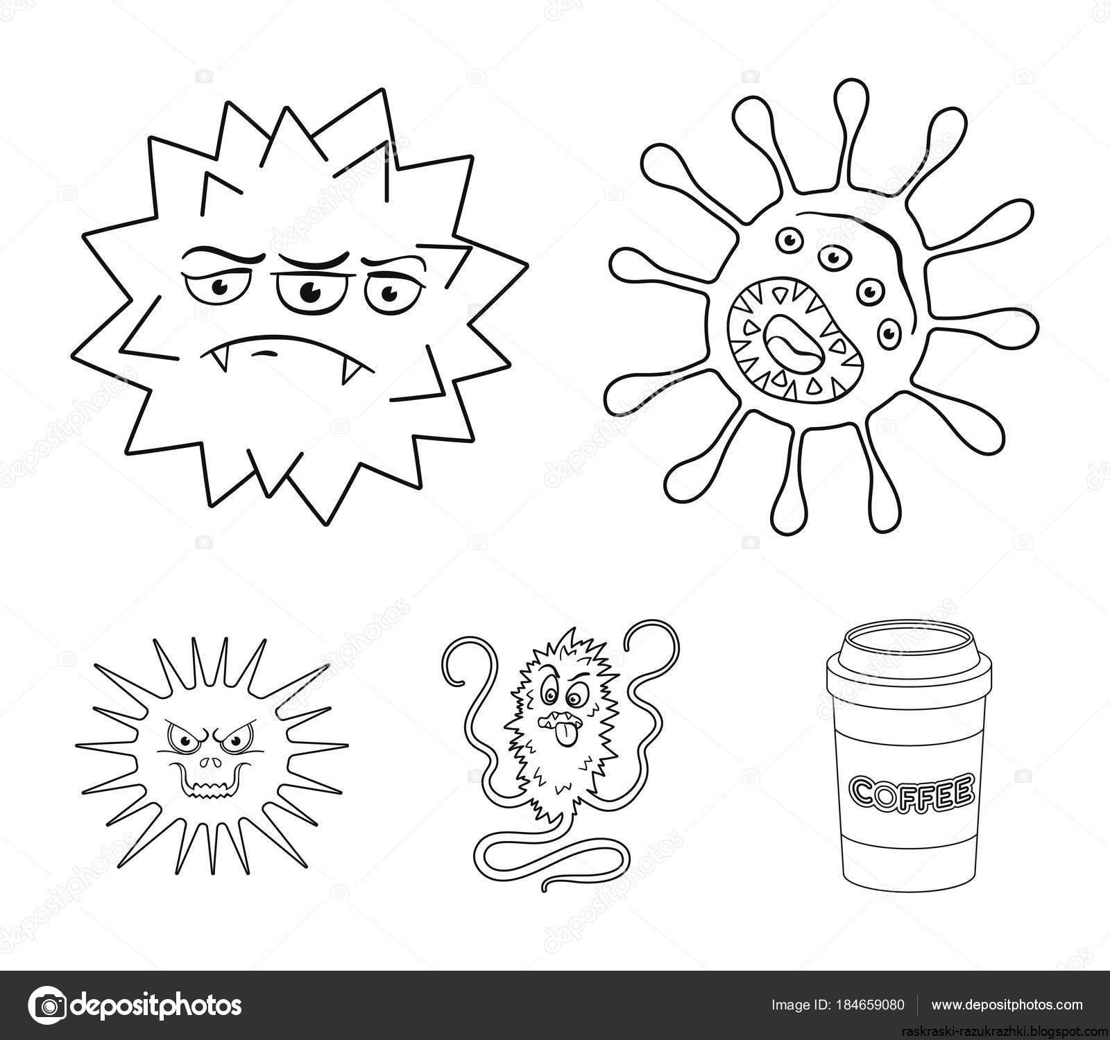 Раскраски вирусы и бактерии для детей