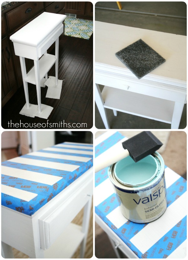 Aqua Striped Table - Scotch Blue Painting Party