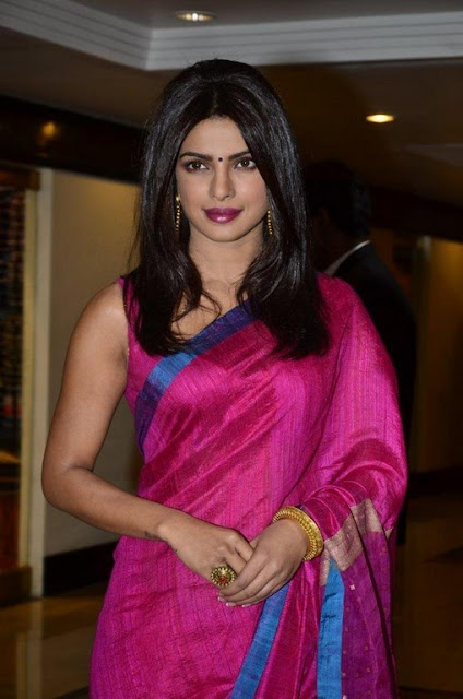 Priyanka chopra latest hot sleeveless saree pics