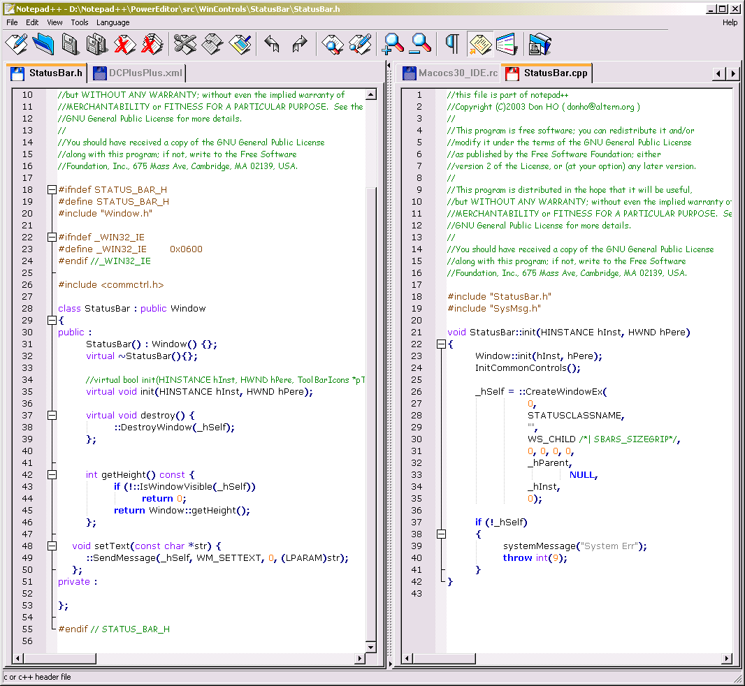 Realitas Notepad++, software for coding