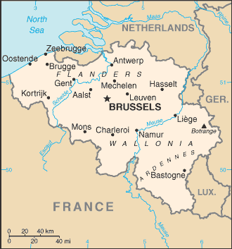 Bélgica Mapa de la Politico