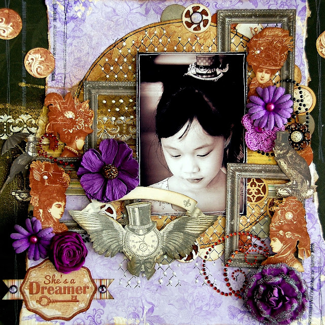She's A Dreamer Layout by Irene Tan using BoBunny Penny Emporium Collection