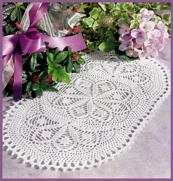 باترون عمل مفرش بيضاوى جميل كروشية عمايل ايديا