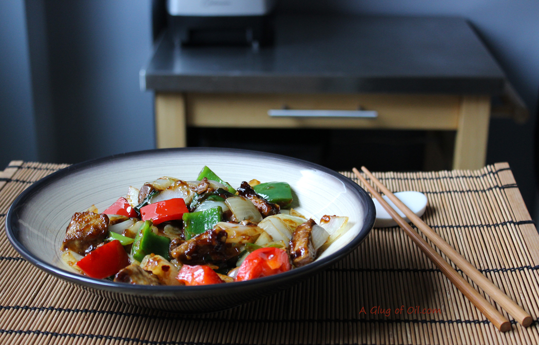 Vegetarian Chinesestyle Spicy Beef and Peppers made with Quorn A