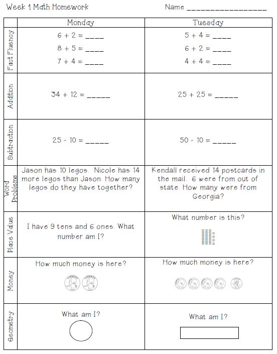 Give a Hoot for 2nd Grade!: 2nd Grade Weekly Math Homework