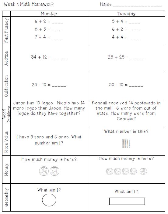 2n Grade Math Worksheet