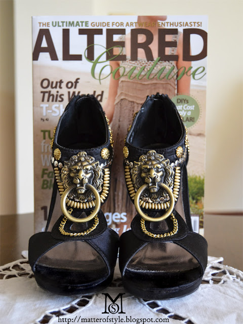 diy, crafts, my diy, fashion diy,altered couture magazine, altered couture summer 2012,stampington, matter of style, lion head shoes