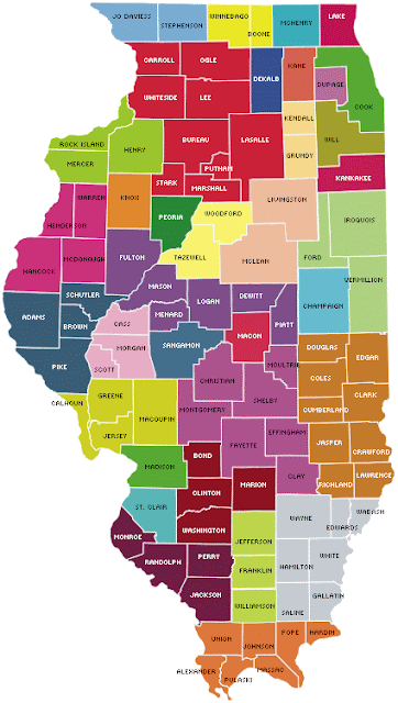 Illinois Counties Map Area | County Map Regional City