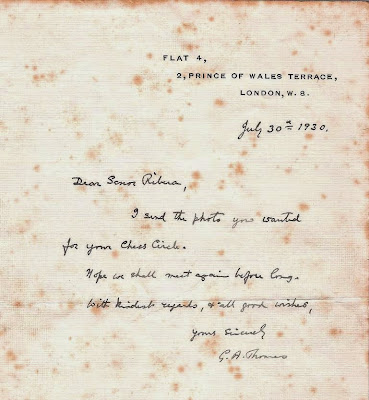 Carta de George A. Thomas a Ribera