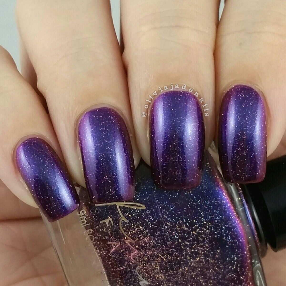 Femme Fatale Cosmetics Evil Queen swatched by Olivia Jade Nails