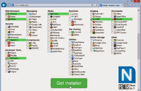 Installing and Updating Multiple Apps at a time with Ninite How to Restore Installed Apps on Reinstalled windows OS via geniushowto.blogspot.com installing multiple apps at a time with ninite