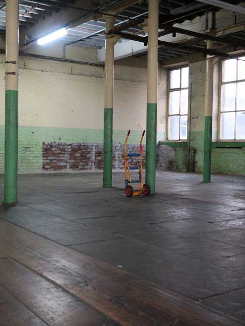Trolley in empty warehouse