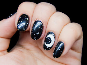 Night sky nail art by @chalkboardnails