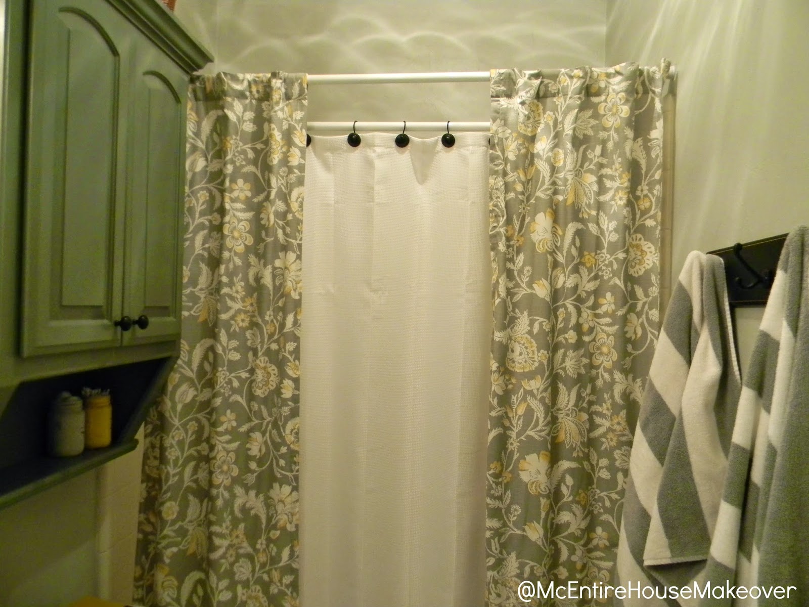 McEntire House Makeover Making 2 Shower Curtain Panels out of 1