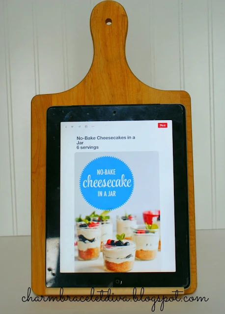 DIY iPad stand thrift store cutting board