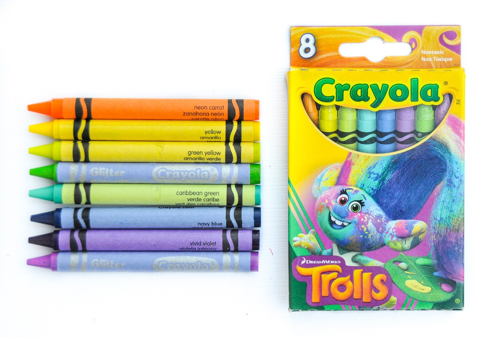 8 Count Crayola Trolls Themed Crayons What's Inside the Box Jenny's