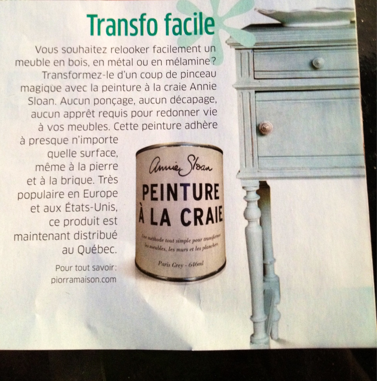 PEINTURE À LA CRAIE D' Annie Sloan Chalk Paint™ Montréal, Quebec, Canada