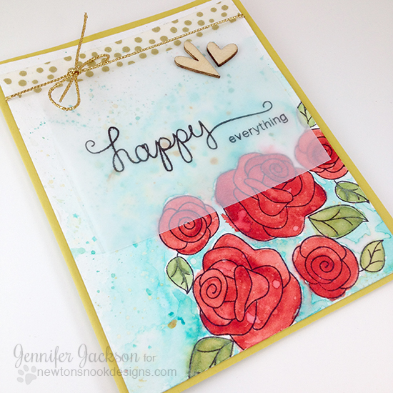 Happy Everything! Watercolored Rose Card by Jennifer Jackson | Love Grows and Simply Sentimental Stamp sets by Newton's Nook Designs #newtonsnook