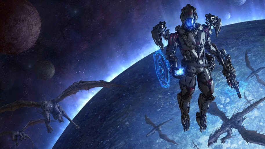 Sci-Fi, Fantasy, Soldier, Dragon, Outer Space, 8K, #4.69