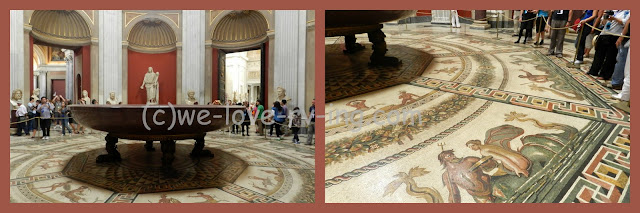 The floor of the round room is covered by mosaics