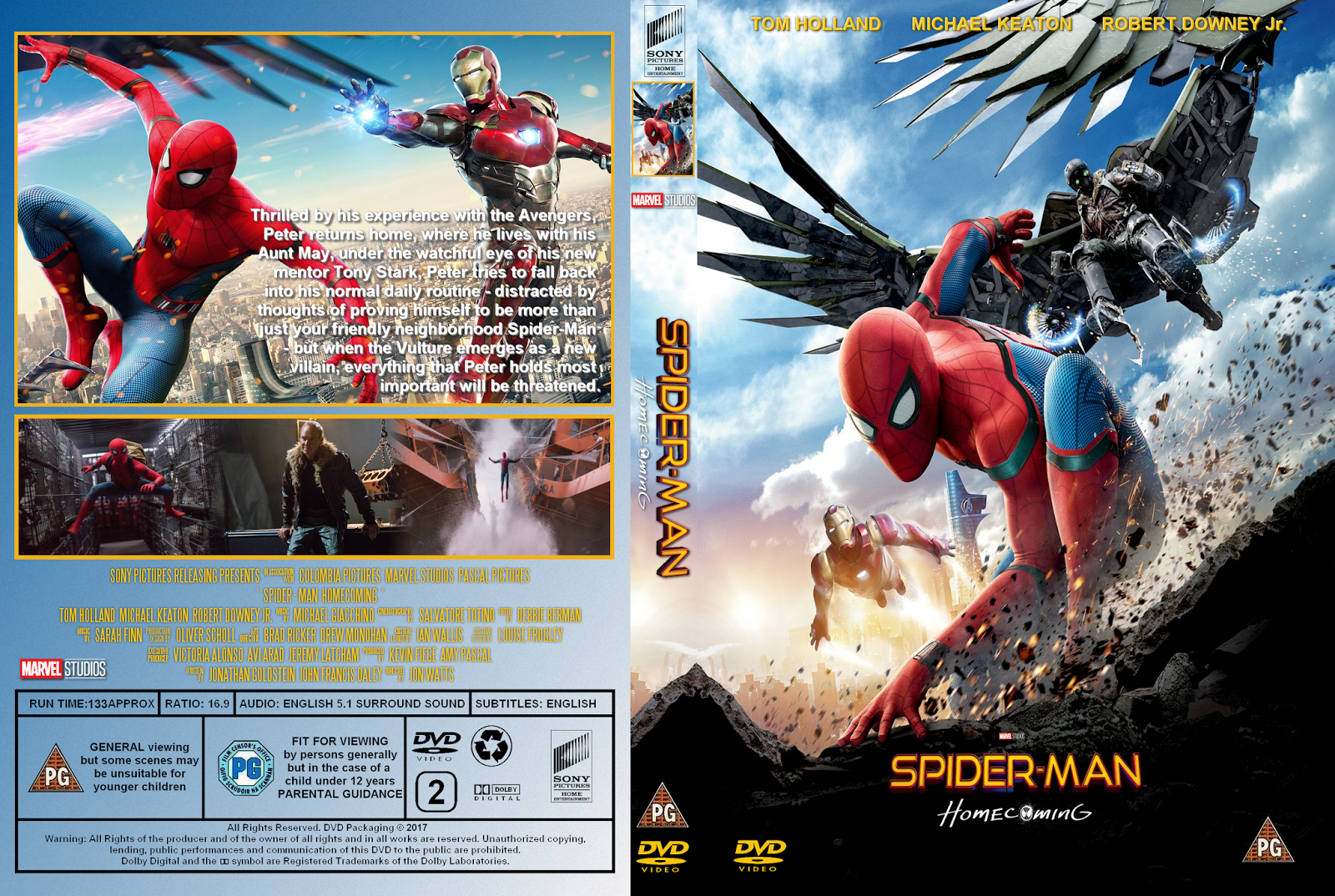Spider - Man Homecoming (2017) R2 - Cover & Label DVD Movie.