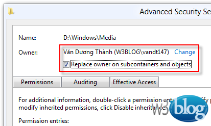 Take Ownership file, thư mục, ổ đĩa, Registry trong Windows 8
