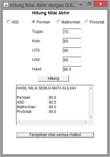 Source Code Java: Menginputkan Nilai-Nilai Mata Kuliah dengan GUI ...
