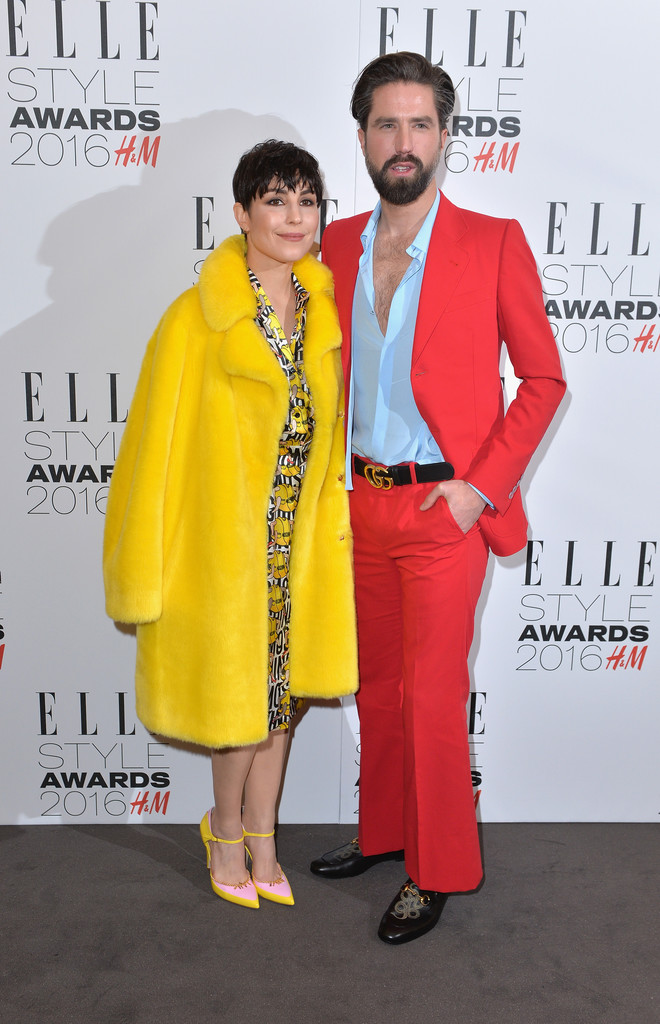 Gucci - To the Elle Style Awards, Jack Guinness wore a Spring Summer 2016  crêpe suit, GG belt and snake embroidered Horsebit loafers.