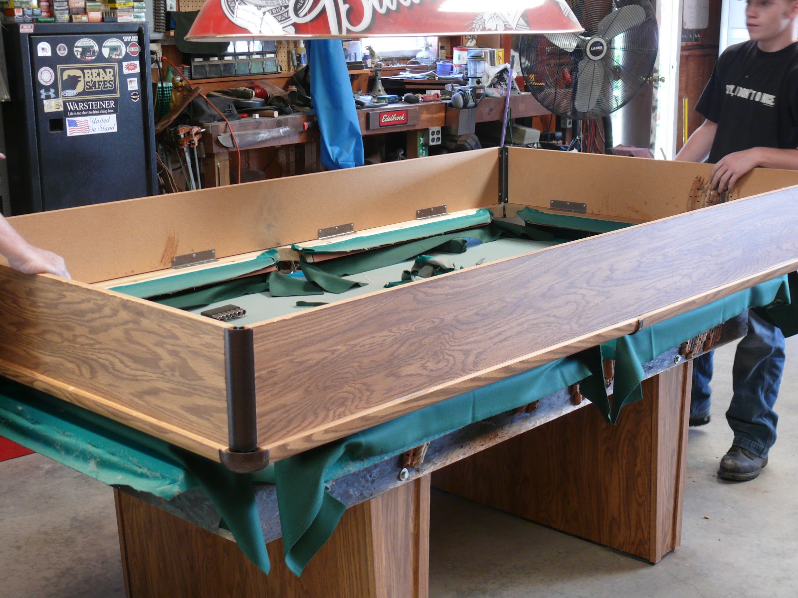 Mickey and Me Recovering a pool table