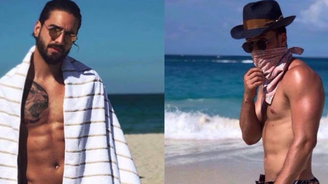  Maluma y Prince Royce muestran sus esbeltos cuerpos en la playa