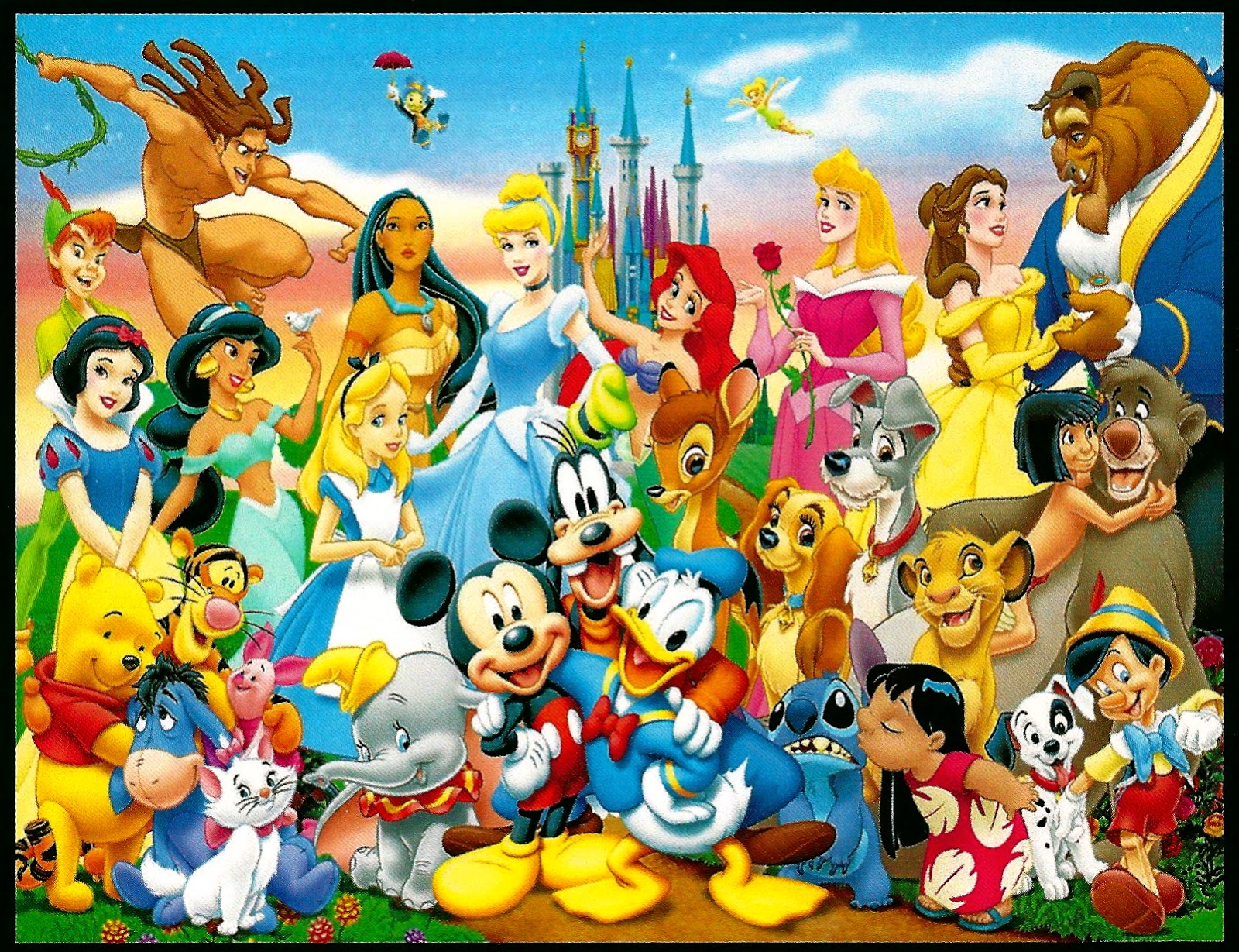 My Favorite Disney Postcards: Disney Postcard Featuring Everyone by the