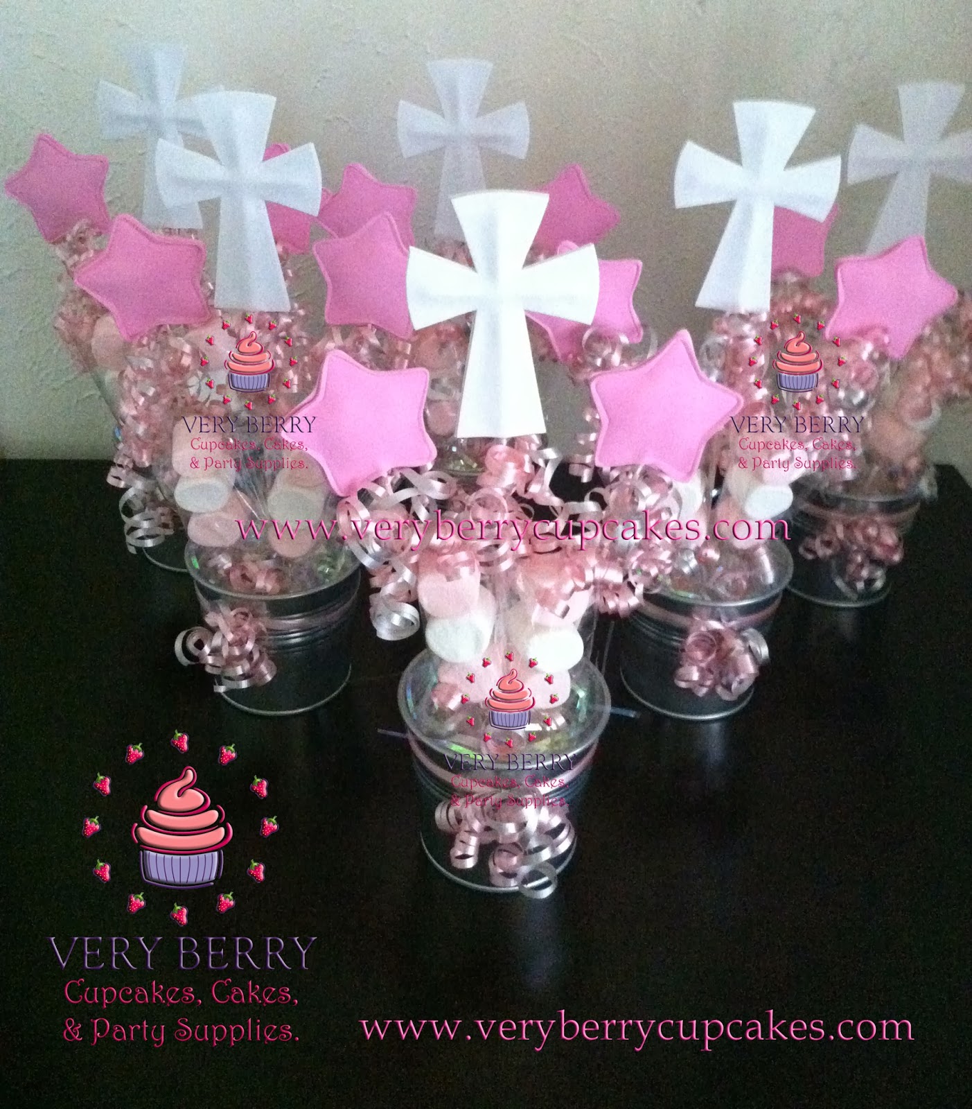 Veryberry Cupcakes GIRL BAPTISM EVA FOAM CENTERPIECES