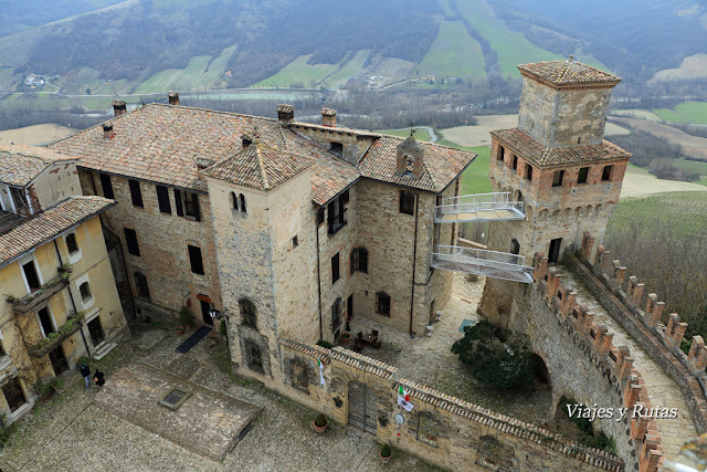 Vistas desde del castillo de Vigoleno, Piacenza, Italia