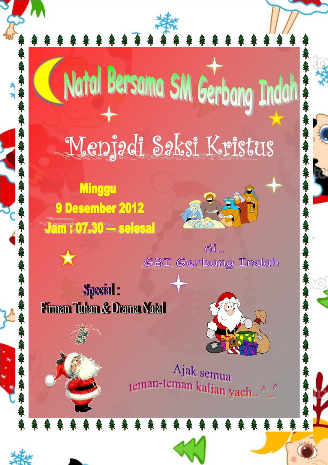 Ceritaku Undangan Natal  Sekolah  Minggu  Gerbang Indah