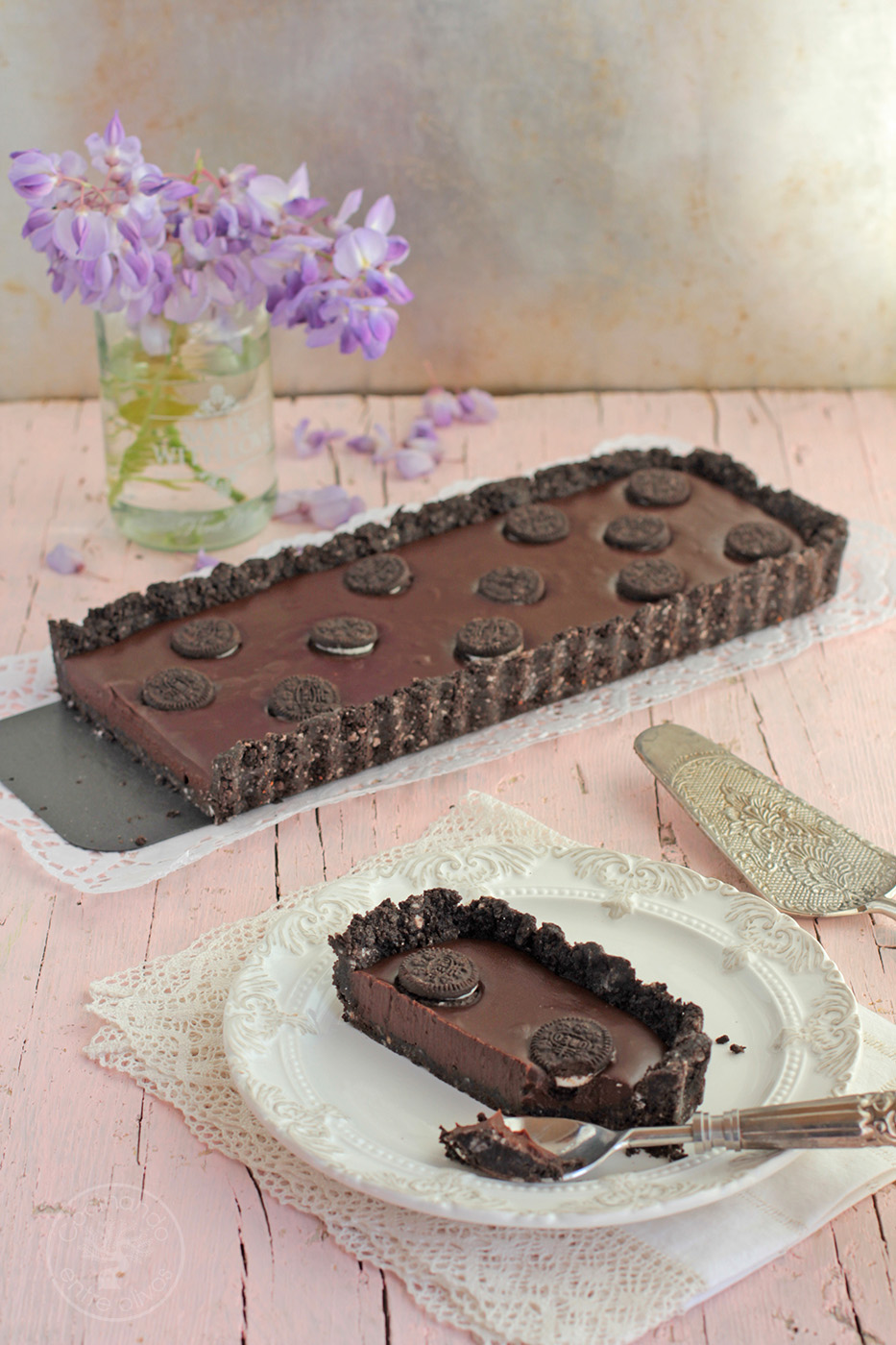 Tarta de chocolate y galletas oreo
